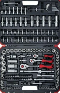 GEDORE red Steckschlüssel-Satz 172 teilig 1/4", 5/16", 3/8" & 1/2" mit Umschaltknarre, Steckschlüssel und Bitsatz mit 3 Ratschen inkl. Zubehör - R45603172