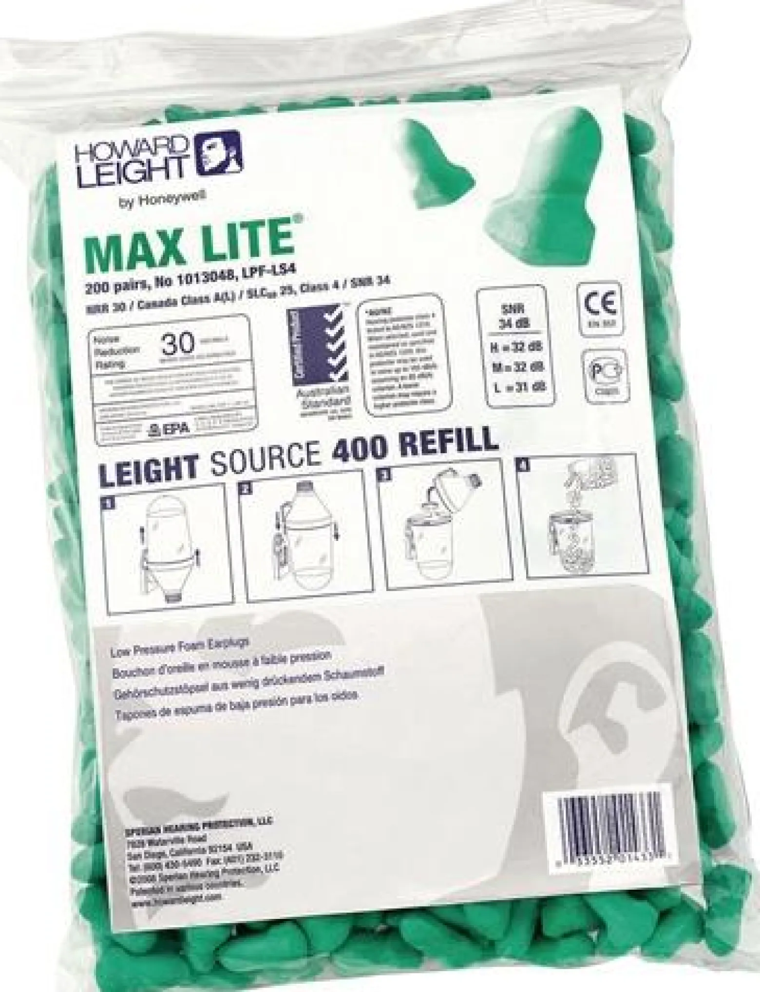 Gehörschutzstöpsel MAXIMUM LITE REFILL LS400 EN352:2020 SNR 34 dB 200PA/Pk.