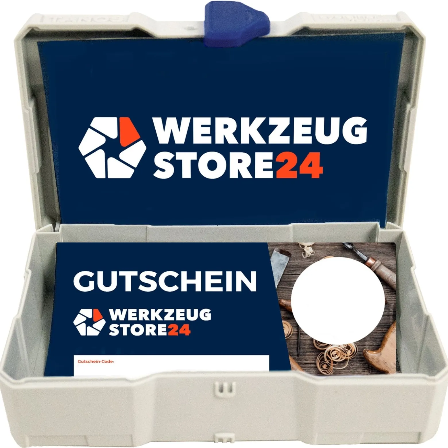 Geschenkgutschein Wert 100 € (Motiv Dunkelblau) - im Miniatur Systainer