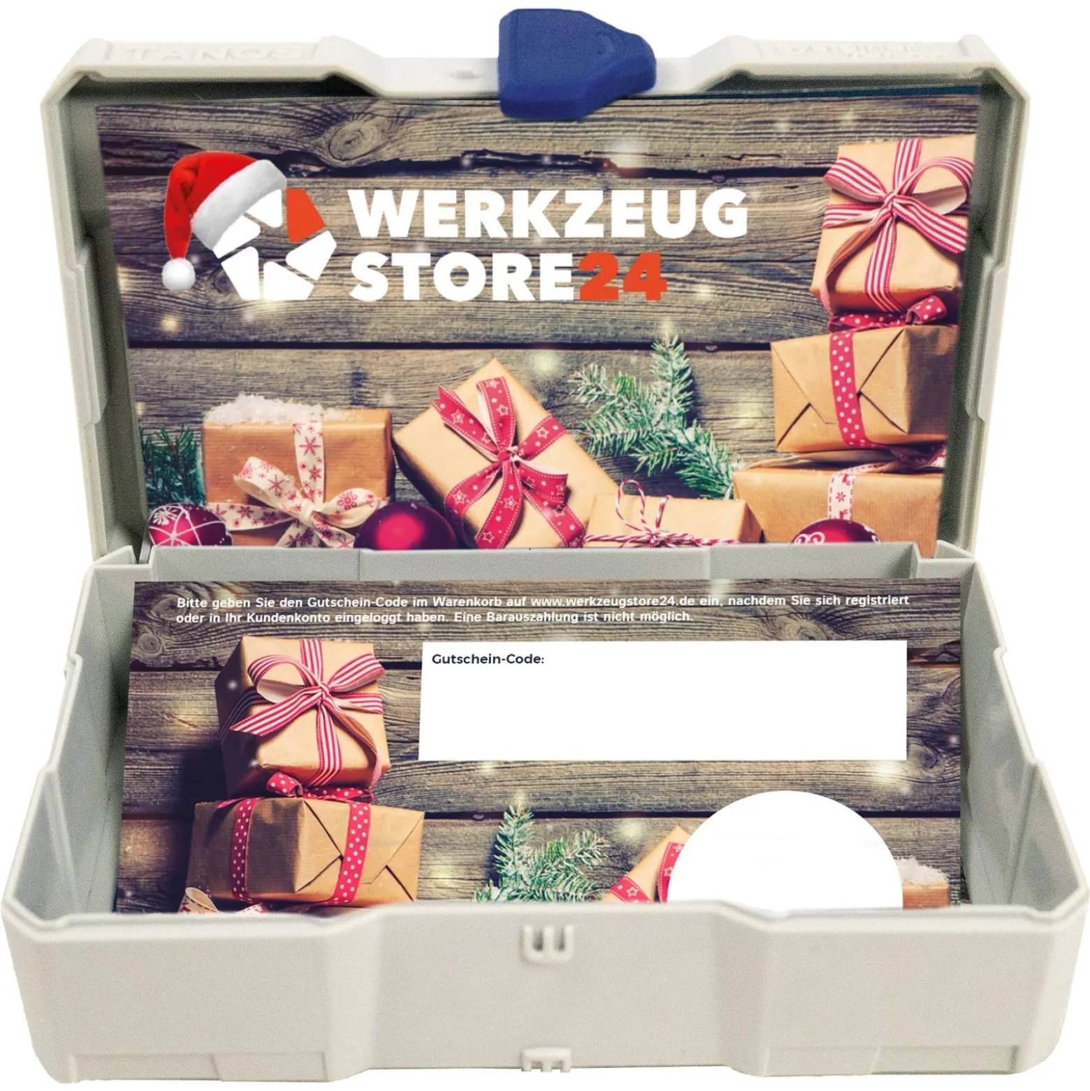 Geschenkgutschein XMAS Wert 20 € (Motiv Geschenke) - im Miniatur Systainer