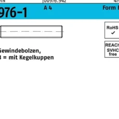 Gewindebolzen DIN 976 Kegelkuppen BM 8x 25 A 4 100 Stück