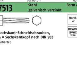 Gewindeschneidschraube DIN 7513 FormA Sechskant AM 5x16 Stahl galv.verz. 1000St.