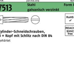 Gewindeschneidschraube DIN 7513 FormB Zylinder Schlitz BM 4x25 Sta verz. 1000St.