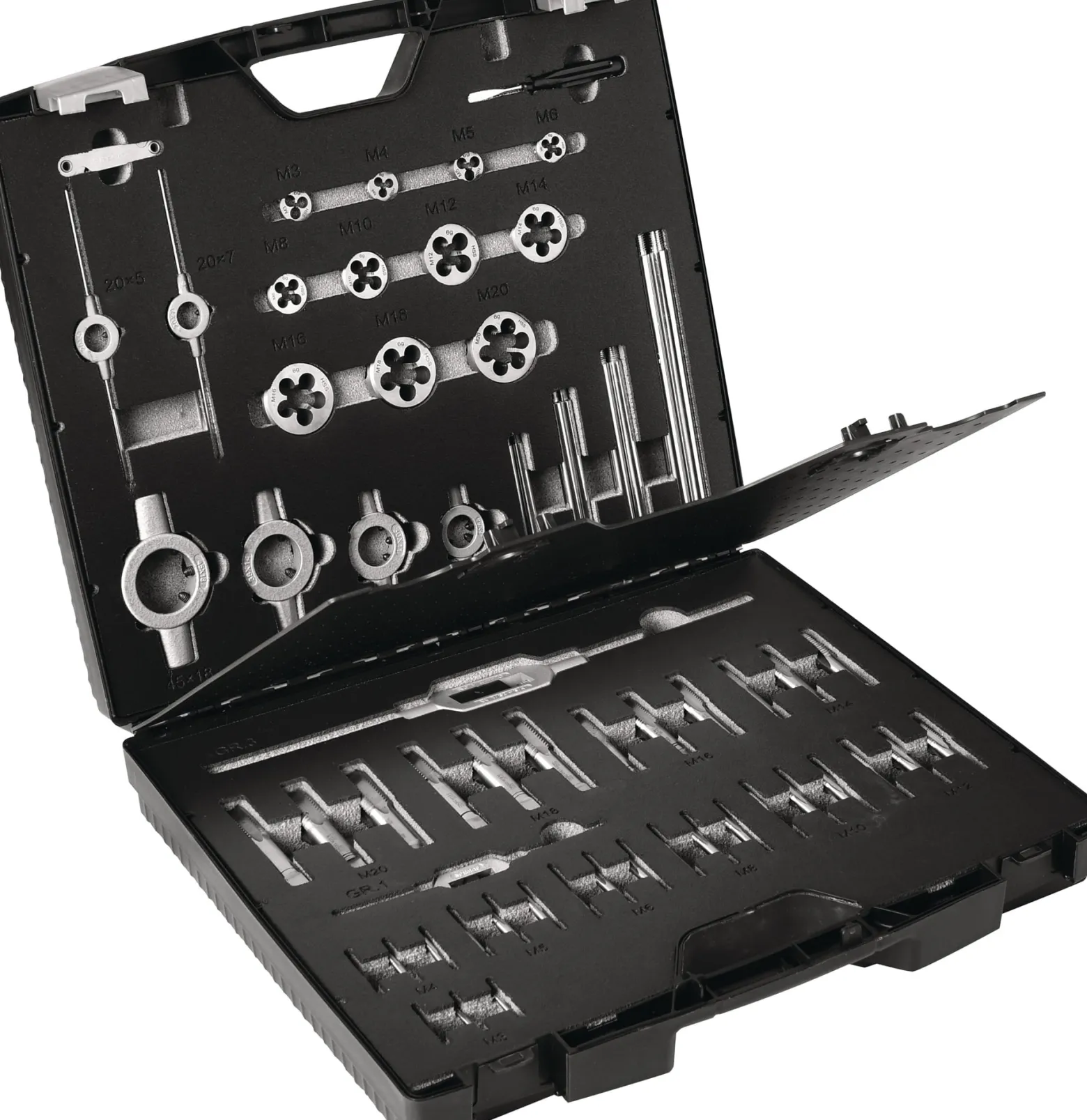 Gewindeschneidzeugsatz M3-M20 54tlg.HSS Ku.-Kass.TECWERK