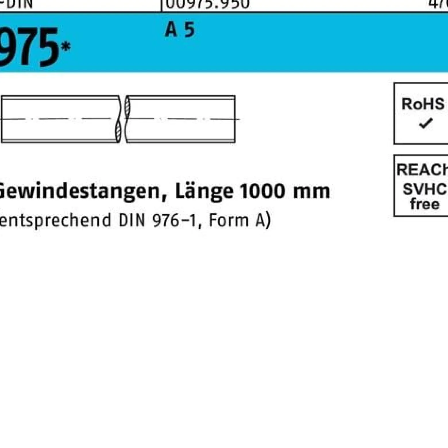 Gewindestange DIN 975 M10x 1000mm A 5 1 Stück