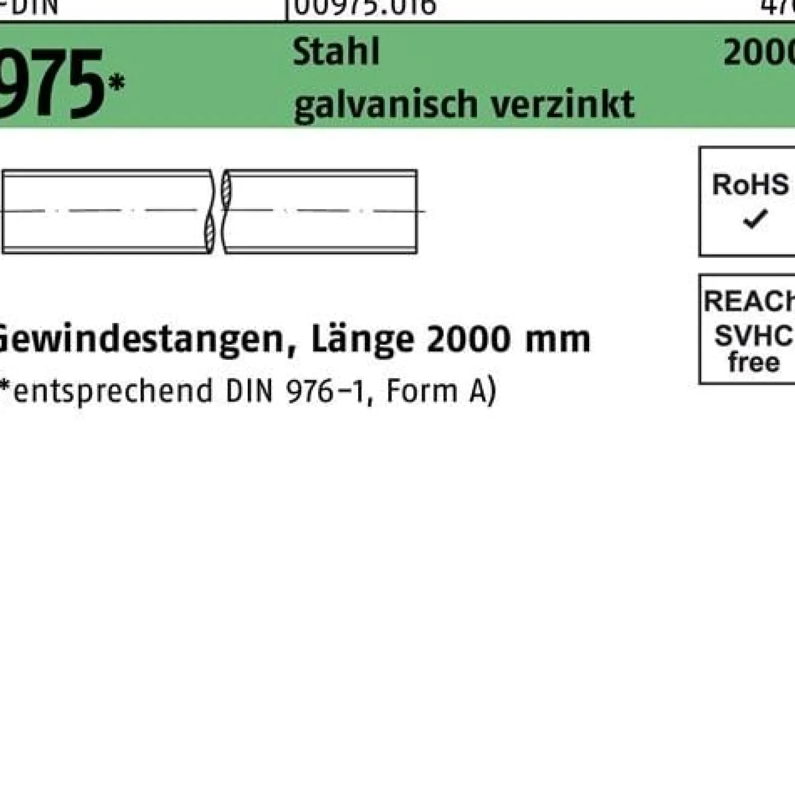 Gewindestange DIN 975 M24x 2000mm Stahl galv.verz. 1 Stück