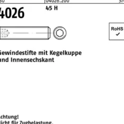 Gewindestift ISO 4026 Kegelkuppe/Innen-6kt M10x 10 45 H 200 Stück