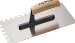 Glättekelle L.280mm B.130mm Zahn 10x10 rostfr.H-Heft VA S.0,7mm TECWERK