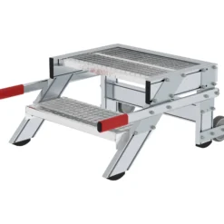 Günzburger Steigtechnik Arbeitspodest fahrbar Stufenbreite 600 mm Stahl-Gitterrost 2 Stufen - 050430