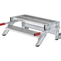 Günzburger Steigtechnik Arbeitspodest fahrbar Stufenbreite 1.000 mm Stahl-Gitterrost 2 Stufen - 054038