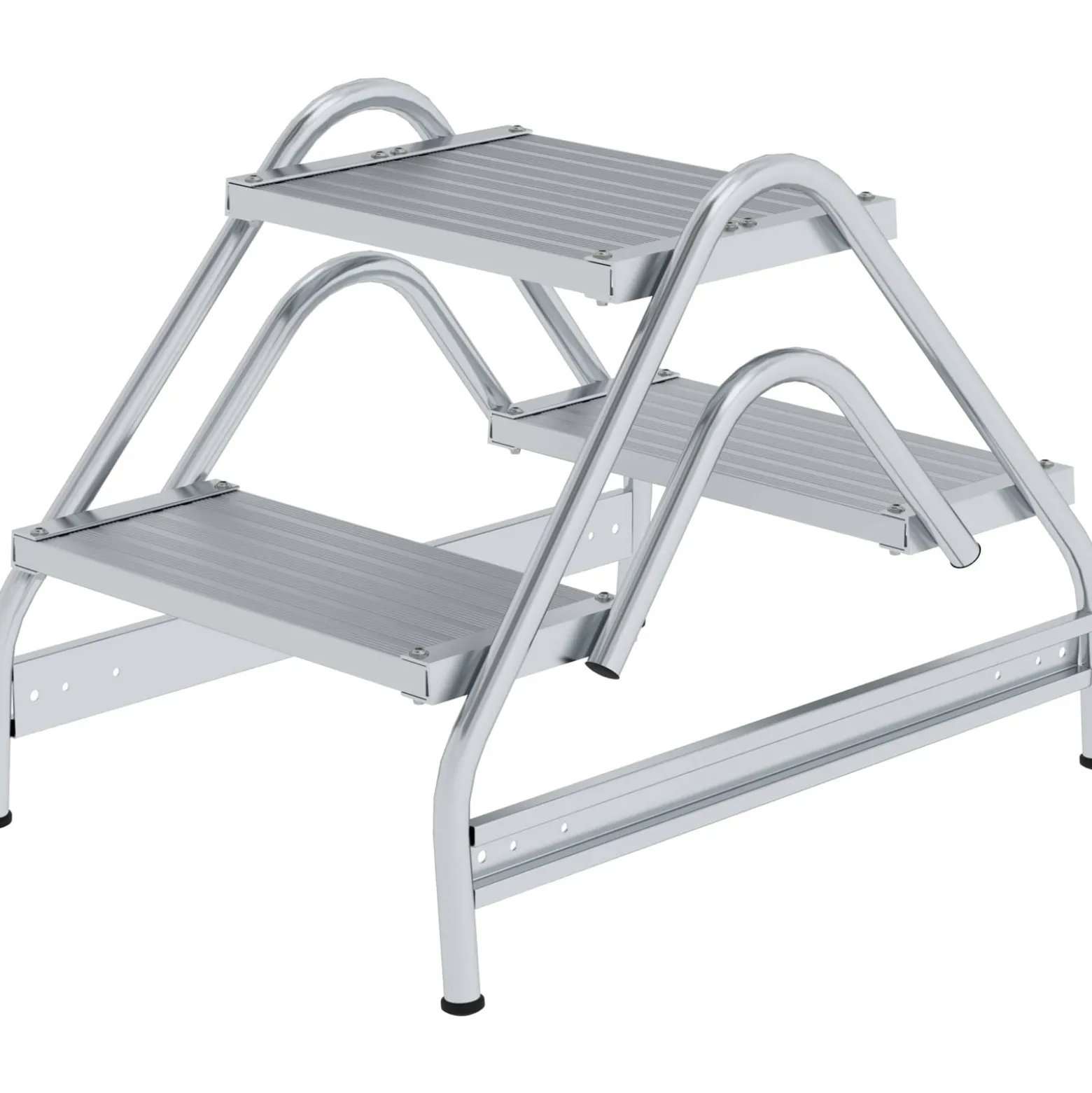 Günzburger Steigtechnik Arbeitspodest beidseitig begehbar Aluminium geriffelt 2 x 2 Stufen - 050059