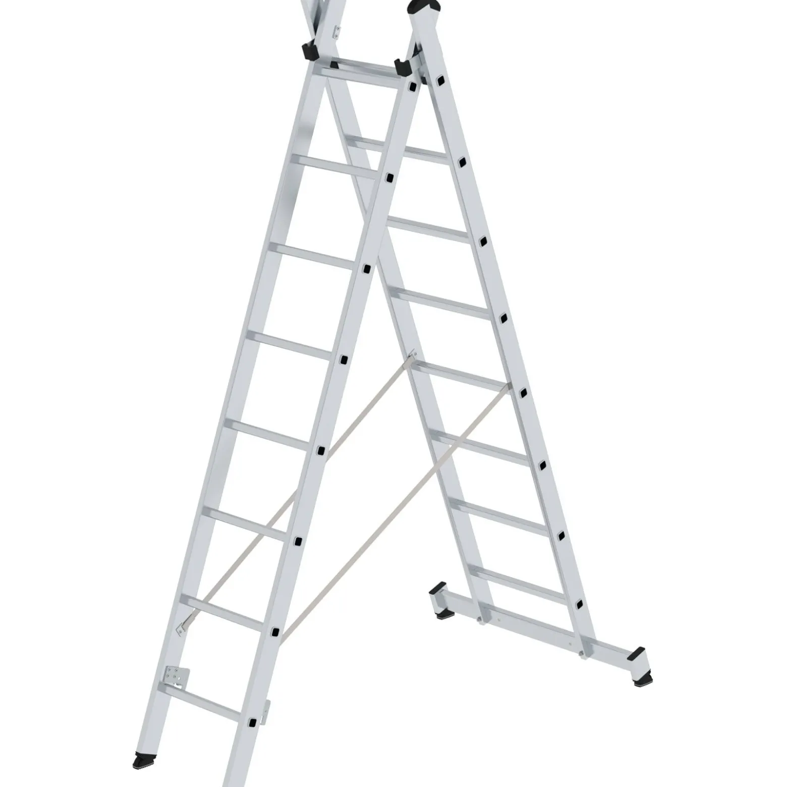 Günzburger Steigtechnik Mehrzweckleiter 2tlg. mit nivello-Traverse 2 x 8 Sprossen - 031216