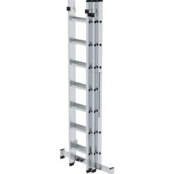 Günzburger Steigtechnik Mehrzweckleiter 3tlg. mit nivello-Traverse 3 x 7 Sprossen - 011107
