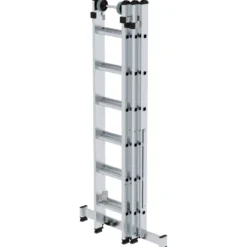 Günzburger Steigtechnik Mehrzweckleiter 3tlg. mit nivello-Traverse und Wandlaufrollen 3 x 6 Sprossen - 033306
