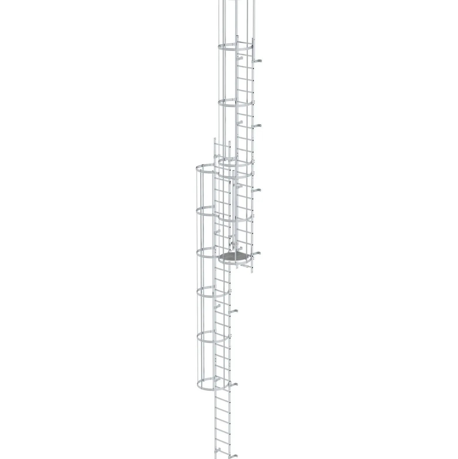 Günzburger Steigtechnik mehrzügige Steigleiter mit Rückenschutz (Maschinen) Aluminium blank 12,12 m - 510231