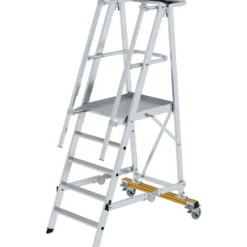 Günzburger Steigtechnik Plattformleiter klappbar und fahrbar 5 Stufen Querrohr B= 1 m - 052305