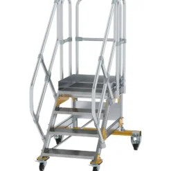 Günzburger Steigtechnik Plattformtreppe 45° fahrbar Stufenbreite 0,6 m 4 Stufen Aluminium geriffelt - 600764