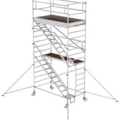 Günzburger Steigtechnik Rollgerüst 1,35 x 2,45 m mit Schrägaufstiegen & Ausleger Plattformhöhe 4,35 m - 167210