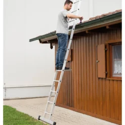Günzburger Steigtechnik Sprossen-Anlegeleiter 0,35 m breit mit Standard-Traverse 12 Sprossen - 011412