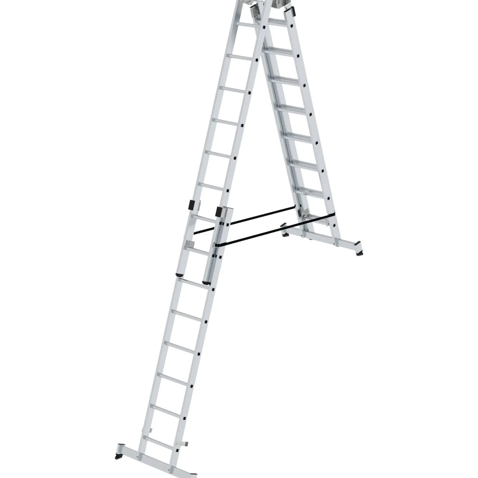 Günzburger Steigtechnik Sprossen-Stehleiter 4tlg. mit nivello-Traverse 4 x 8 Sprossen - 033032