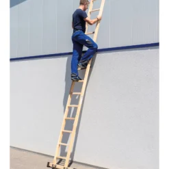 Günzburger Steigtechnik Sprossen-Anlegeleiter Holz mit Traverse 12 Sprossen - 033115