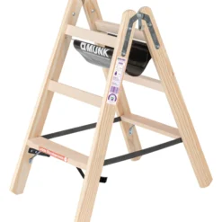 Günzburger Steigtechnik Stufen-Stehleiter beidseitig begehbar Holz 2 x 3 Stufen - 033806