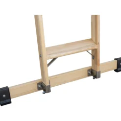 Günzburger Steigtechnik Stufen-Anlegeleiter Holz mit Traverse 12 Stufen - 033722