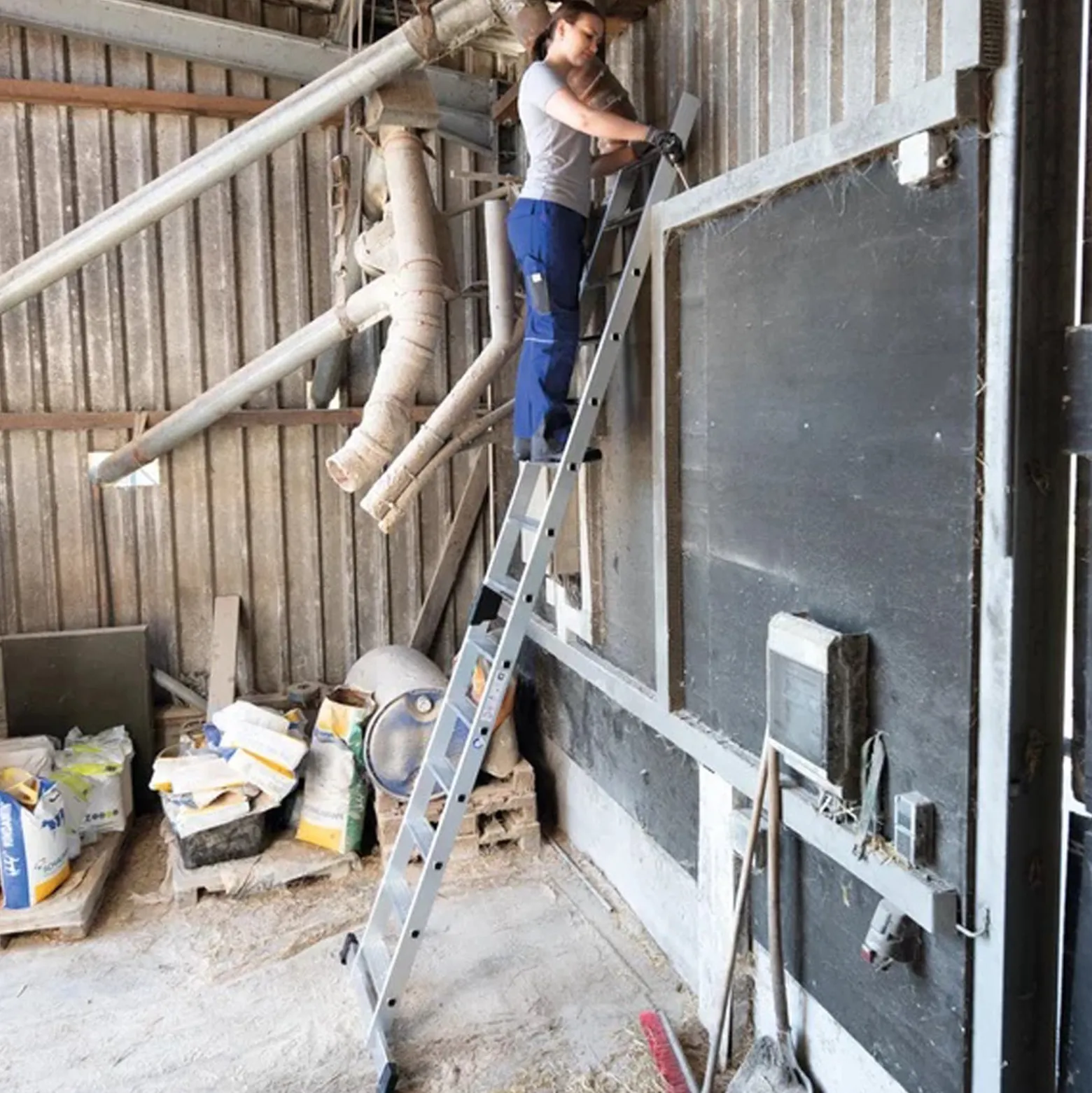 Günzburger Steigtechnik Stufen-Anlegeleiter ohne Traverse 6 Stufen - 040306
