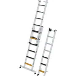 Günzburger Steigtechnik Stufen-Mehrzweckleiter 3tlg. mit nivello-Traverse und clip-step R13 3 x 6 Stufen - 033319