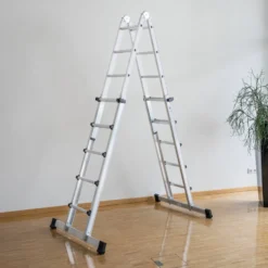 Günzburger Steigtechnik Teleskopleiter 4tlg. mit Traverse 4 x 3 Sprossen - 032121