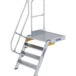 Günzburger Steigtechnik Treppe mit Plattform 60° Stufenbreite 800 mm 4 Stufen Aluminium geriffelt - 600384