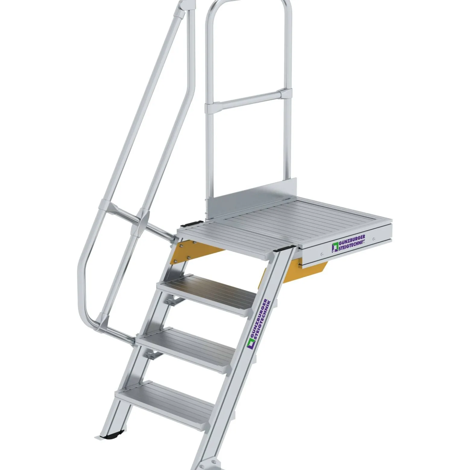 Günzburger Steigtechnik Treppe mit Plattform 60° Stufenbreite 600 mm 4 Stufen Aluminium geriffelt - 600364
