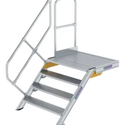Günzburger Steigtechnik Treppe mit Plattform 45° Stufenbreite 1.000 mm 4 Stufen Aluminium geriffelt - 600464