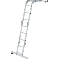 Günzburger Steigtechnik Vielzweckleiter 4tlg. mit nivello-Traverse und Holzbelag 2 x 2 + 2 x 3 Sprossen - 031320