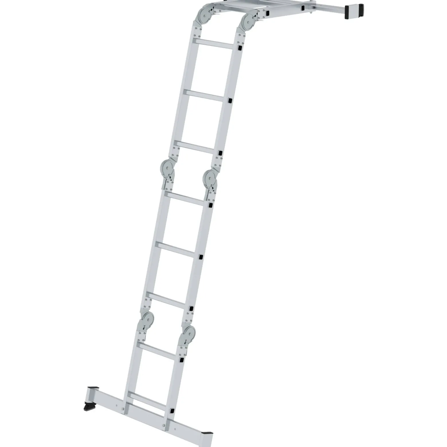 Günzburger Steigtechnik Vielzweckleiter 4tlg. mit nivello-Traverse und Holzbelag 2 x 2 + 2 x 3 Sprossen - 031320