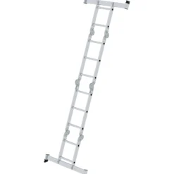 Günzburger Steigtechnik Vielzweckleiter 4tlg. mit nivello-Traverse und Holzbelag 2 x 2 + 2 x 3 Sprossen - 031320