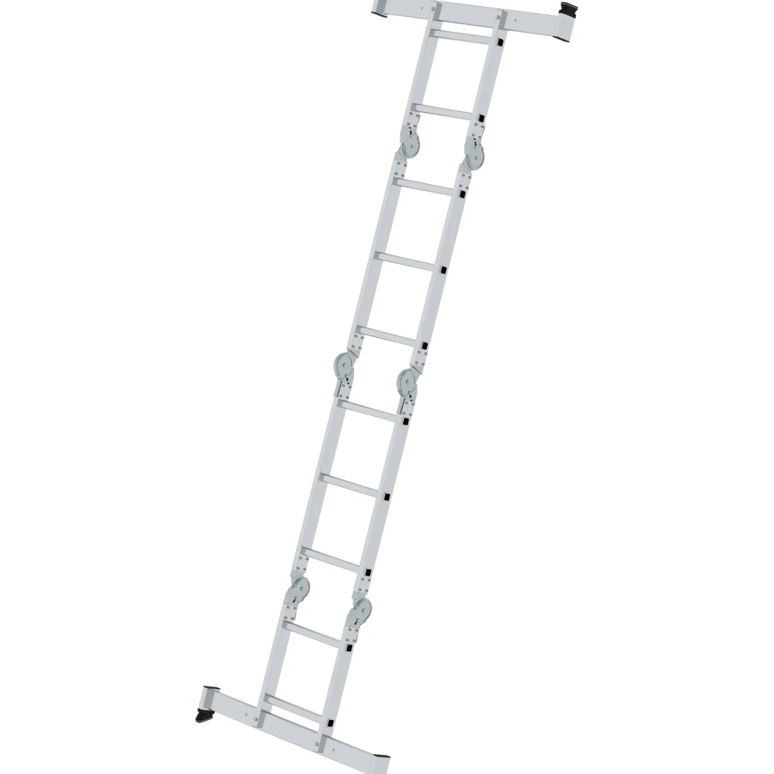 Günzburger Steigtechnik Vielzweckleiter 4tlg. mit nivello-Traverse und Holzbelag 2 x 2 + 2 x 3 Sprossen - 031320