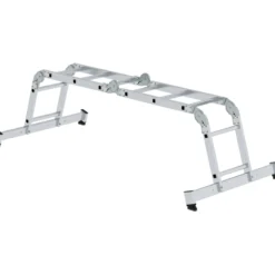 Günzburger Steigtechnik Vielzweckleiter 4tlg. mit nivello-Traverse und Holzbelag 2 x 2 + 2 x 3 Sprossen - 031320