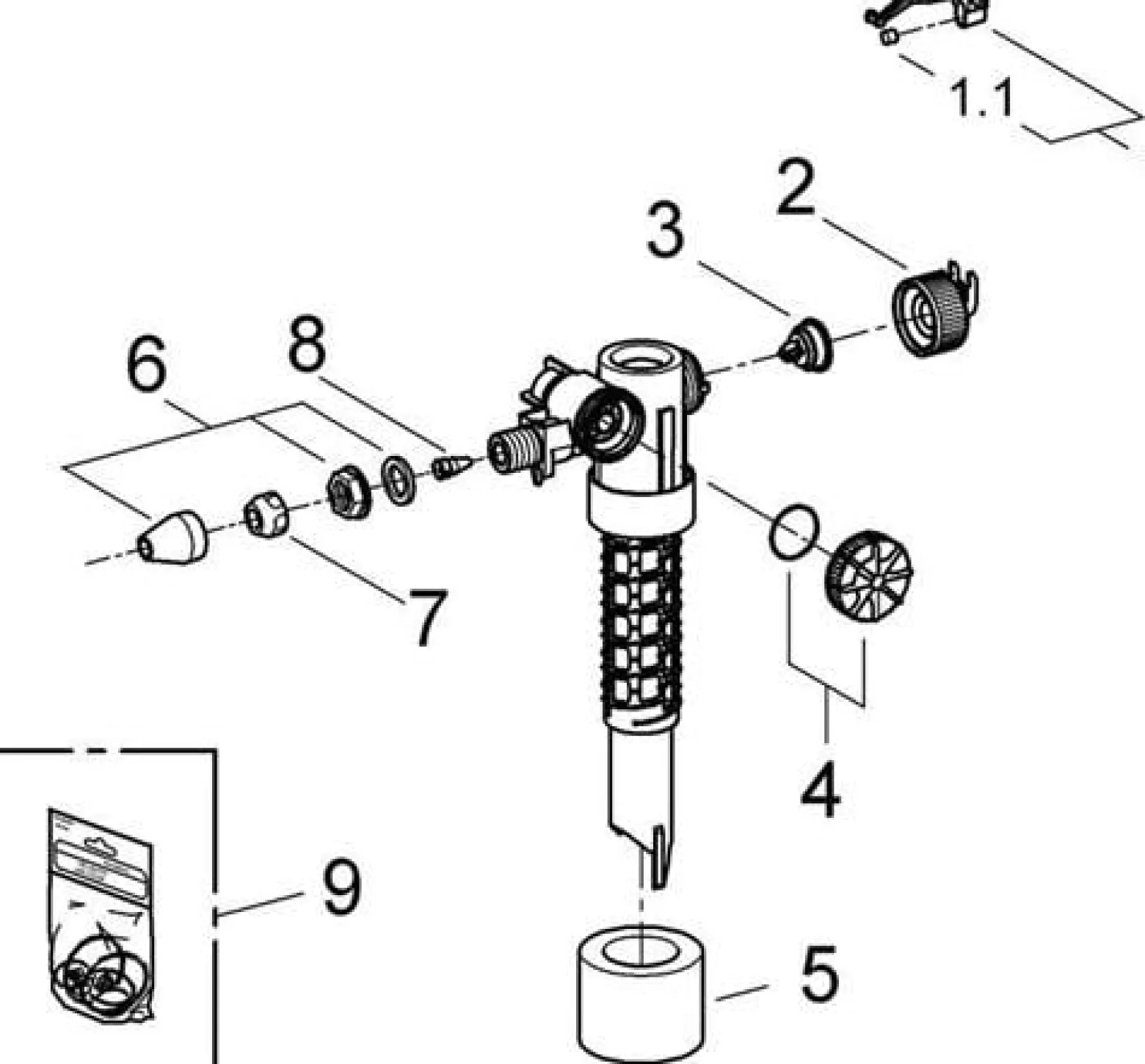 GROHE Füllventil 37095 DN15 mit Abdeckk. und Drossel ohne Versatzausgleichstück