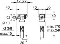 GROHE Füllventil 37095 DN15 mit Abdeckk. und Drossel ohne Versatzausgleichstück