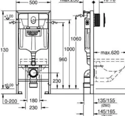 GROHE WC-Set Rapid SL 38722_1 BH 1,13m Betätigung Skate Air alpinweiß