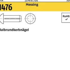 Halbrundkerbnagel DIN 1476 2x 4 Messing 1000 Stück