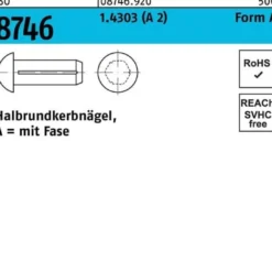 Halbrundkerbnagel ISO 8746 Fase 3x 12 1.4303 (A 2) 100 Stück