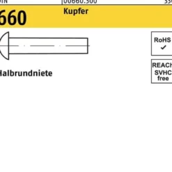Halbrundniete DIN 660 4x 40 Kupfer 250 Stück