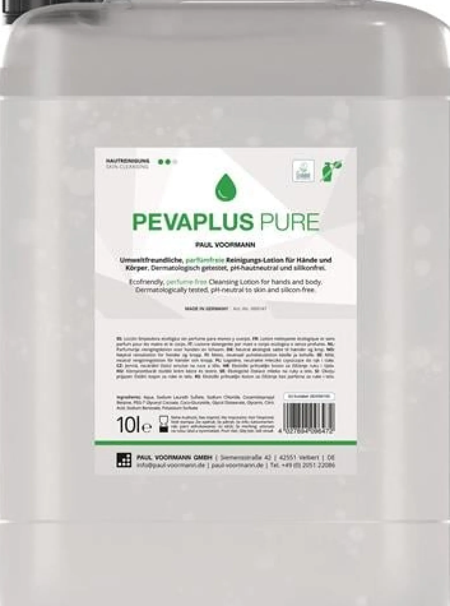 Handreinigung PEVAPLUS PURE 10l unparfümiert Kanister PAUL VOORMANN