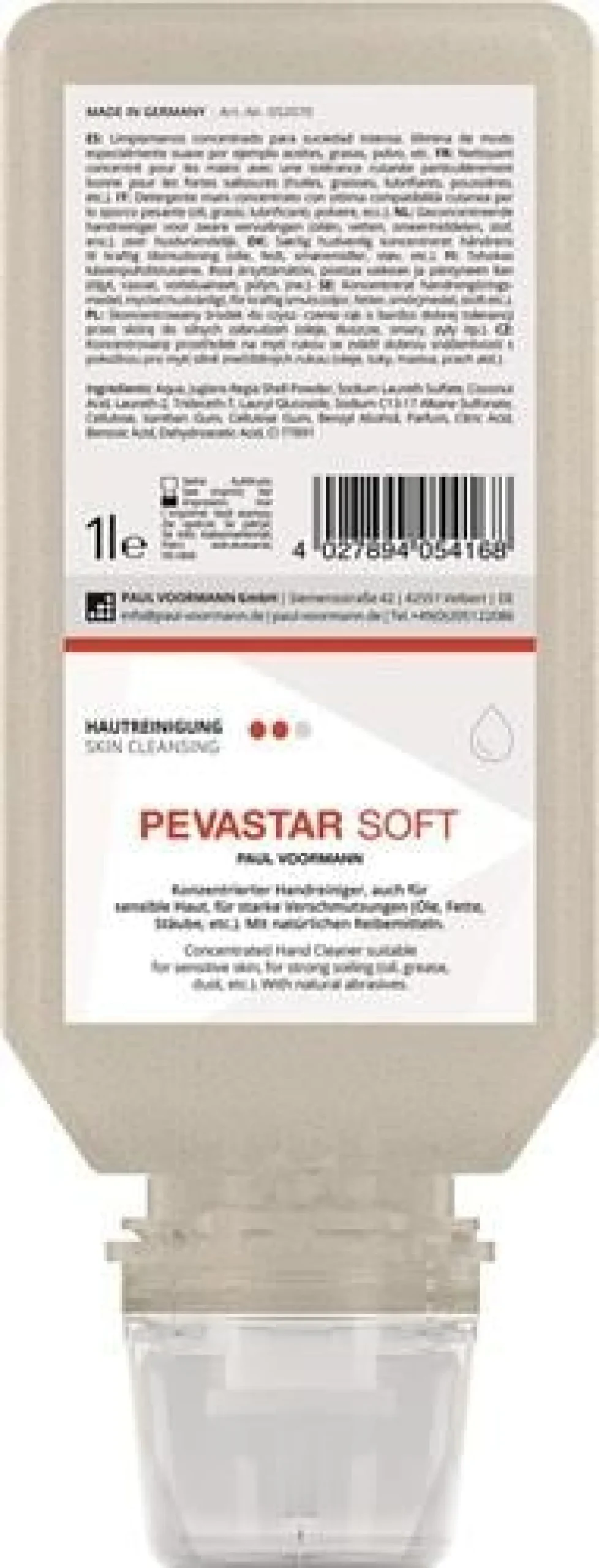 Handreinigung PEVASTAR SOFT 1l silikon- u.lösemittelfrei Softflasche