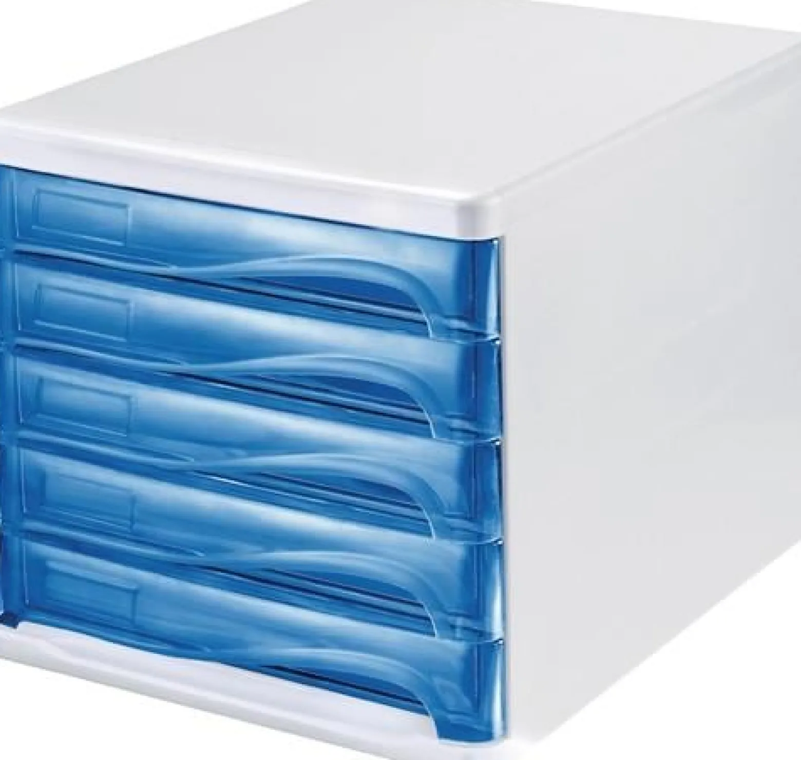 helit Schubladenbox 5 Schubladen weiß / blautransparent - H61294-30