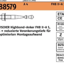 Highbond-Anker R 88579 M10x 60/40 A 4 10 Stück FISCHER