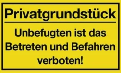 Hinweiszeichen Privatgrundstück L400xB250mm gelb schwarz Ku.