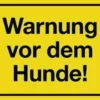 Hinweiszeichen Warnung vor dem Hunde L250xB150mm gelb schwarz Ku.